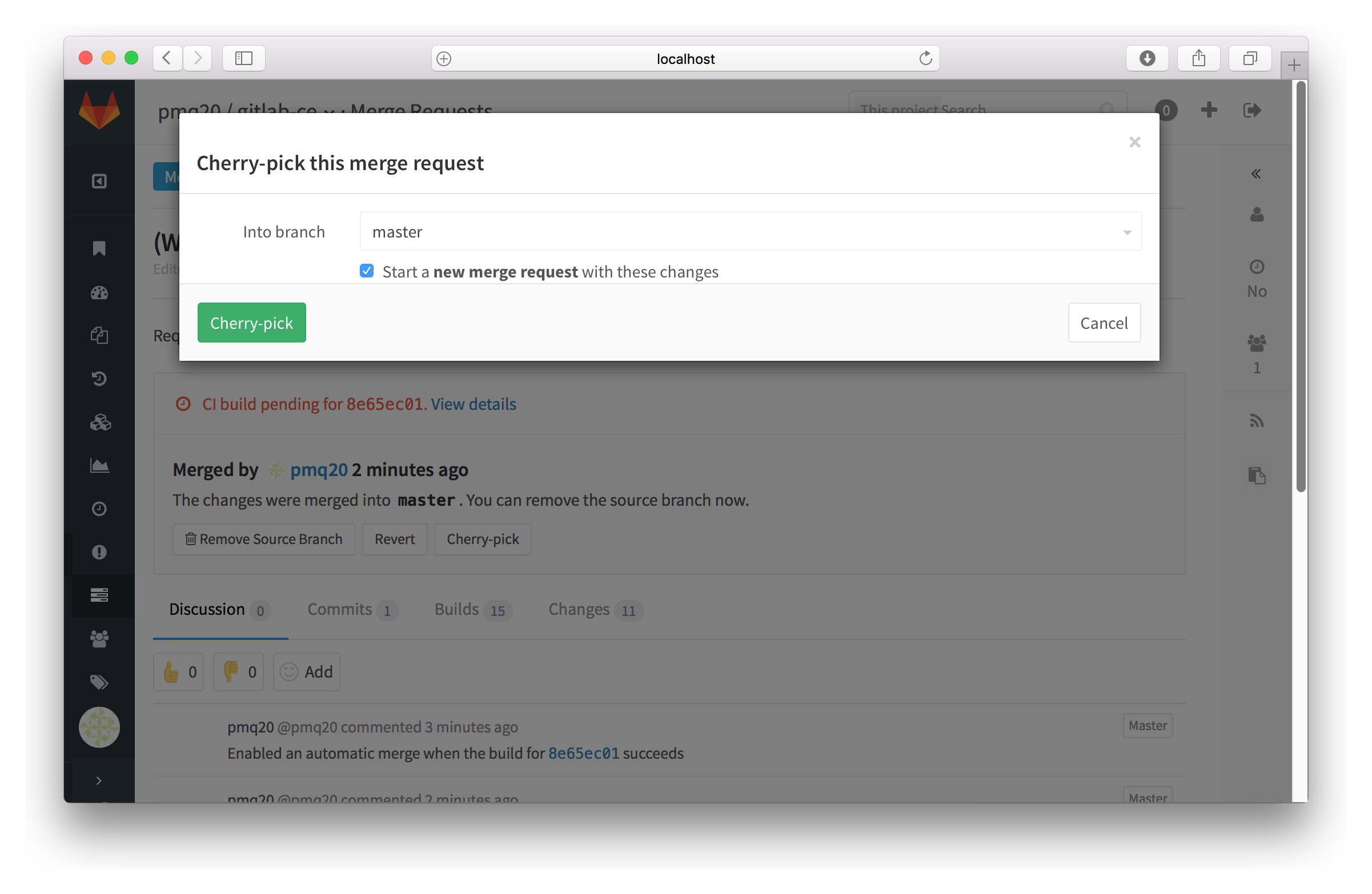 Cherry pick changes workflow gitlab